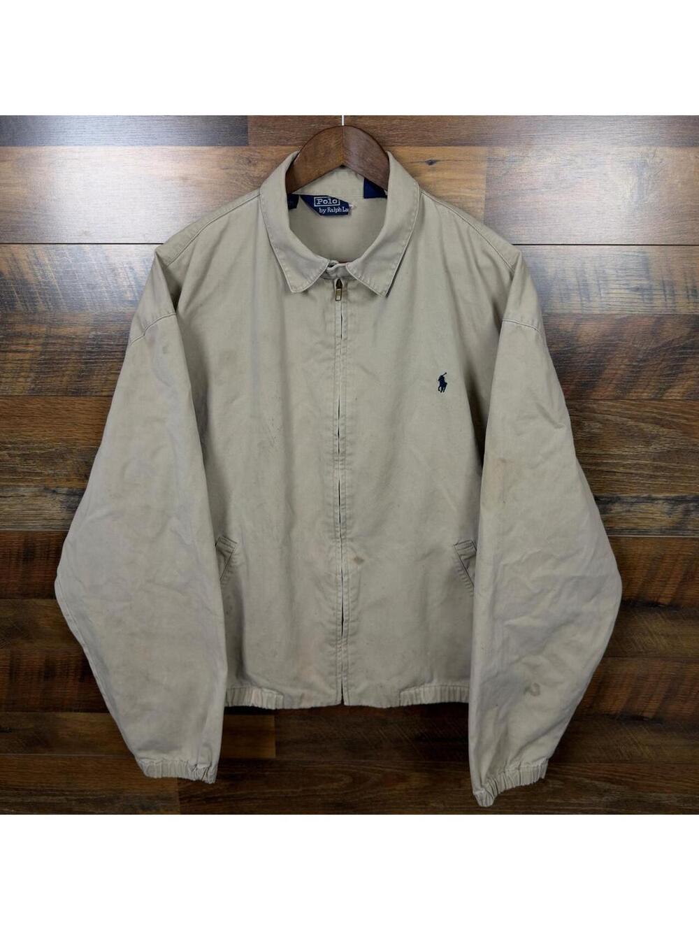 Vintage Polo Ralph Lauren Khaki Harrington Bomber Jacket Mens XL